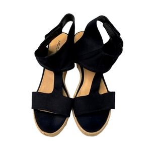 Moda Spana Wedge Espadrille Sandals Black 8